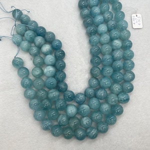 14MM Aquamarine Round Beads  - AAA Quality - Length 40 cm- Natural Aquamarine from Brazil.