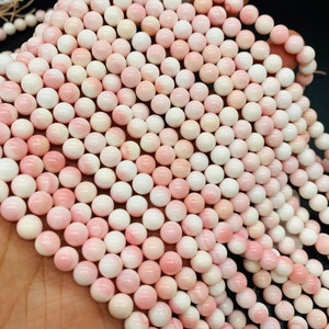 Queen Conch Shell Round Beads • 6 mm Size • Length 40 cm • AAA Quality • Natural Pink Queen Conch Shell Beads