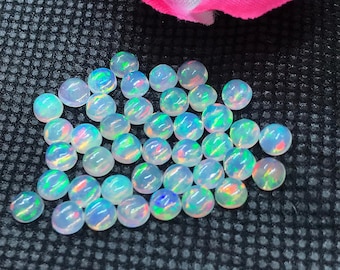 4MM Paquete redondo de ópalo etíope 8 piezas-código #01- Calidad AAAA (4A grado) Opal Cabochon - ópalo etíope redondo cabujón