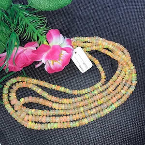 Ethiopian Opal Roundel Beads 4-6MM size, 16 Inch Strand, AAA Quality,- Ethiopian opal Roundel , code #5