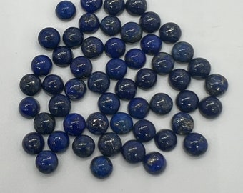 6mm Round Blue Lapis Lazuli Cabochon | Pack of 6 Pcs | AA Quality | Round Lapis Cabochons |  6mm Lapis Cabochons | Lapis Golden Pyrite