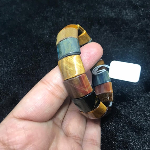タイガーアイ ブレスレット、天然タイガーアイ高品質、長さ 7.5 インチ 