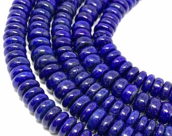Lapis 6MM ,Lapis Roundel Beads , AAA Quality Dark Blue Color , 40 cm Length- Lapis Roundel Beads -Natural Lapis Beads origin Afghanistan