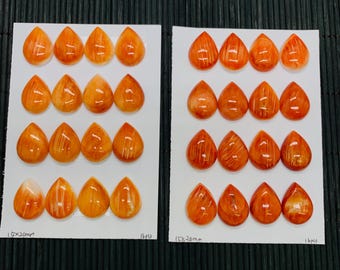 Spiny Oyster Shell Pear Cabochons • 15 x 20 mm Größe • Packung mit 1 Stück • AAA-Qualität • Natürlicher Muschel Cabochon • Orange / Rote Farbe
