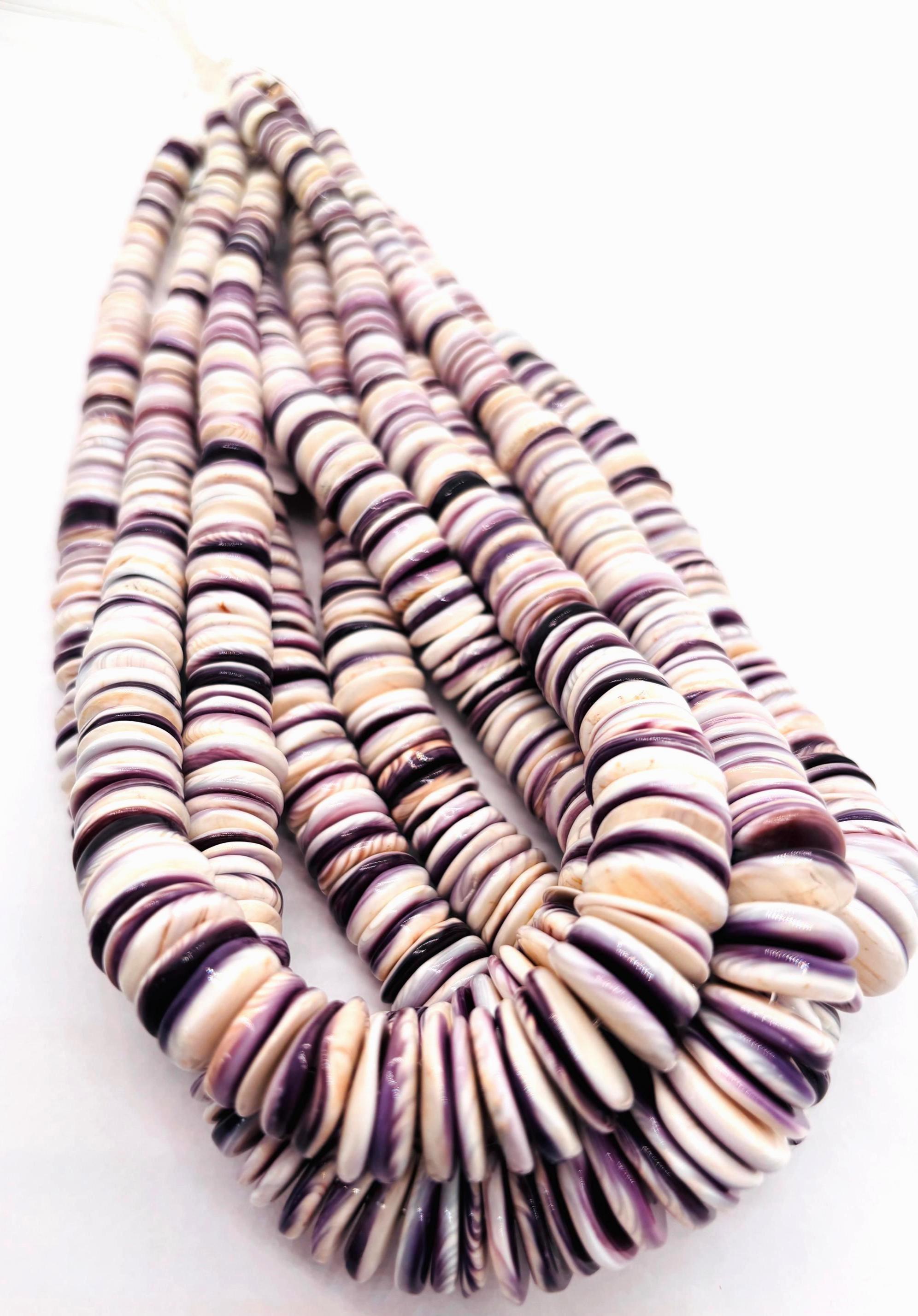 PERLINE Wampum 6mm Heishe Viola Naturale CONCHIGLIA Fornitura Di