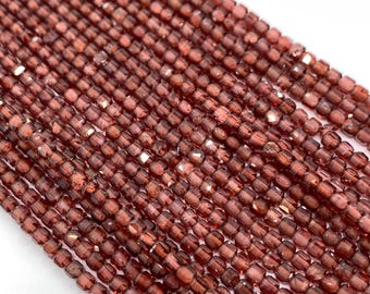 Perle cubiche sfaccettate di granato champagne - Misura 2 mm - Qualità AAA - Perle a scatola di granato champagne naturale