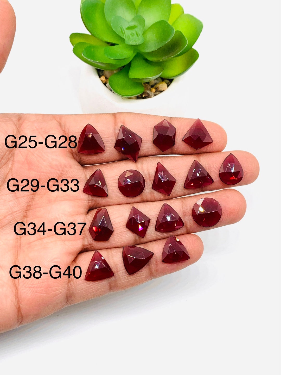 Buy Garnet Rose Cut Fancy Shape • Code #G25- G40 • Garnet Faceted Cut ...