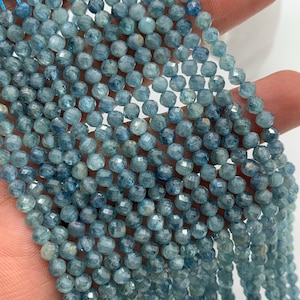 4mm Green Blue Kyanite Faceted Round Beads • AAA Quality • 39 cm Length • Natural Kyanite Faceted Round • Green Blue Kyanite Beads