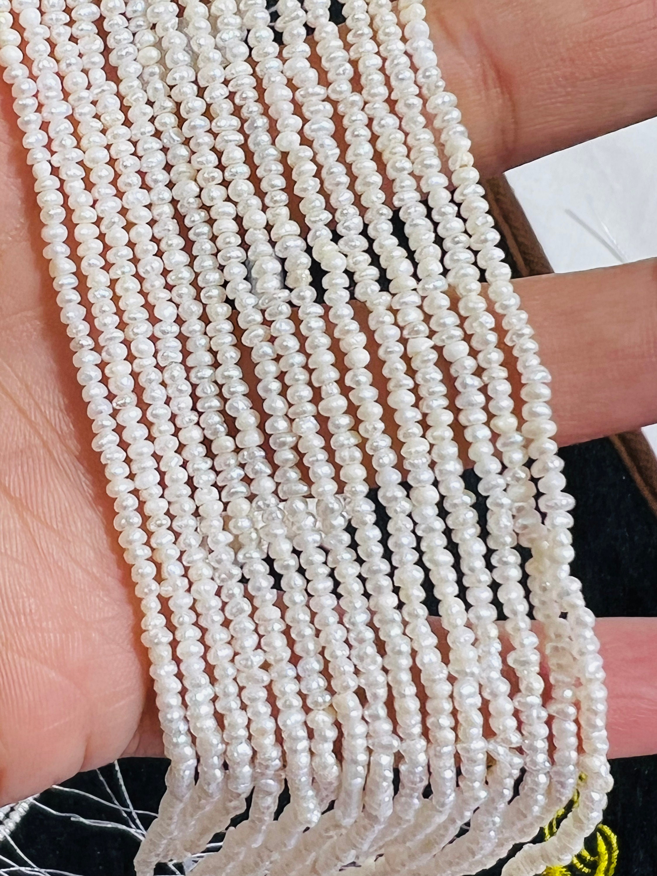 2mm Tiny Freshwater Pearl Beads Small Natural White Pearl Seed Bead For  Jewelry Making Bracelet Necklace Rings DIY 14 Strand