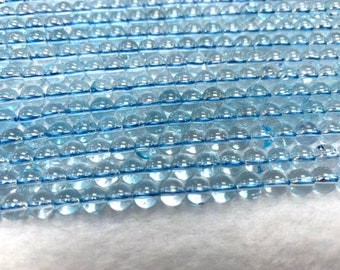 6mm halb Strand Blau Topaz Round Beads-Top-Qualität, Länge 20 cm-100% Natural Blue Topaz Perlen