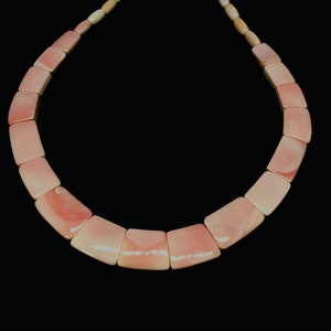 Queen Conch Shell Necklace • Hand Braided Rectangle Bead Necklace • Natural Pink Queen Conch Shell • Shell Necklace