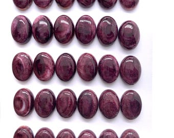 Cabochões ovais de concha de ostra espinhosa roxa, 10 x 14 mm • Pacote com 2 unidades • Qualidade AAA • Cabochão de concha de ostra espinhosa natural