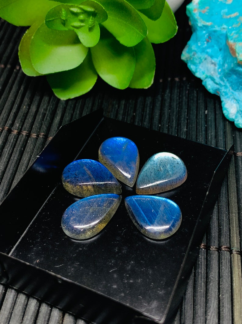 Natural Labradorite Cabs Labradorite Cabochon Pear 12x16-17 mm Blue Color AAA Quality Code #A18 Labradorite Stone Pack of 1 Piece