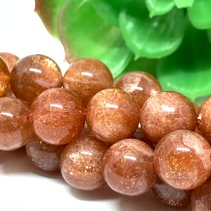 Sunstone Round Beads 12 mm AAAA Quality 40 cm Strand, Top Grade sSunstone Round Beads- Natural sunstone with many flash