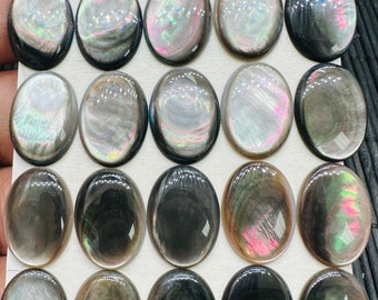 Black MOP Oval Cabs 13x18 mm Size • Pack of 4 pieces • Black Mother Of Pearl Cabochon  •  • AAA Quality
