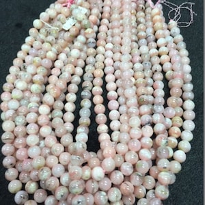 7mm Natural Pink Opal  Round Beads , Good Quality - Pink Color . Length 16 Inch