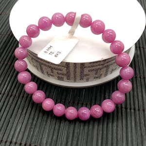 Ruby Bracelet • 8 mm Size • Code K3 • 7.5  Inch Length • AAAA Quality • Natural Ruby Round Bracelet