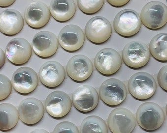 6MM Mother of Pearl Cabochon - white MOP Round Cabs   • AAA Quality • Pack of 6 pieces