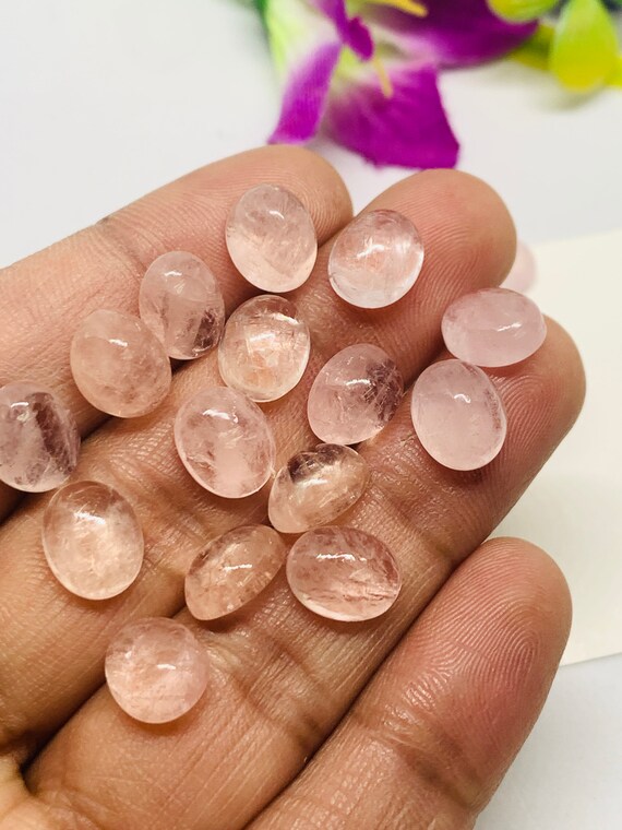Morganite Oval Cabochon 8x10 Mm Size Pack of 4 Pcs AAA Quality Natural Morganite Cabochon Morganite Cabs Etsy