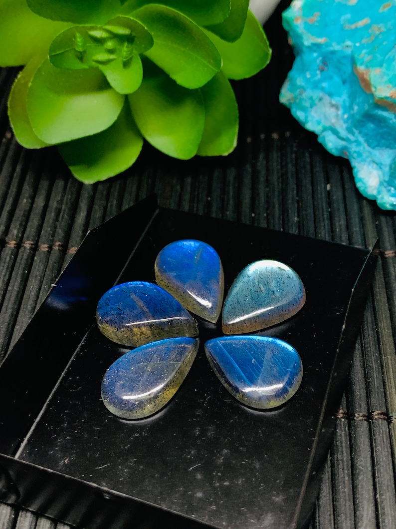 Natural Labradorite Cabs Labradorite Cabochon Pear 12x16-17 mm Blue Color AAA Quality Code #A18 Labradorite Stone Pack of 1 Piece