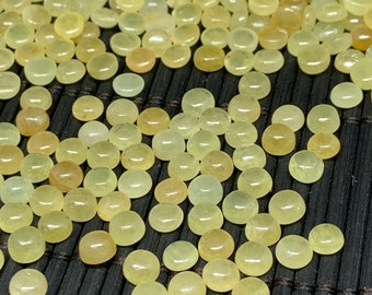 Gelber Saphir Rund Cabochon 5 mm Größe AAA Qualitäts Saphir Cabs • Natürlicher Gelber Saphir • Saphir Cabochon (Pack von 6 Stück)