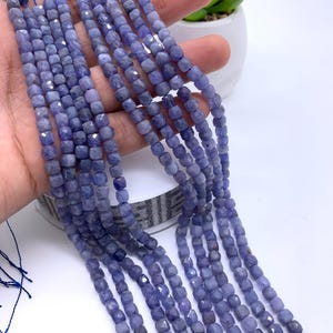 5mm Tanzanite Faceted Cube Beads -  Length 39 cm - AA Quality-  Natural Tanzanite Cube Beads