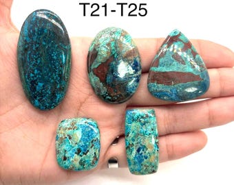 Cabochon Shattuckite • Codice T21- T25 • Qualità AAA • Cabochon Shattuckite naturale •