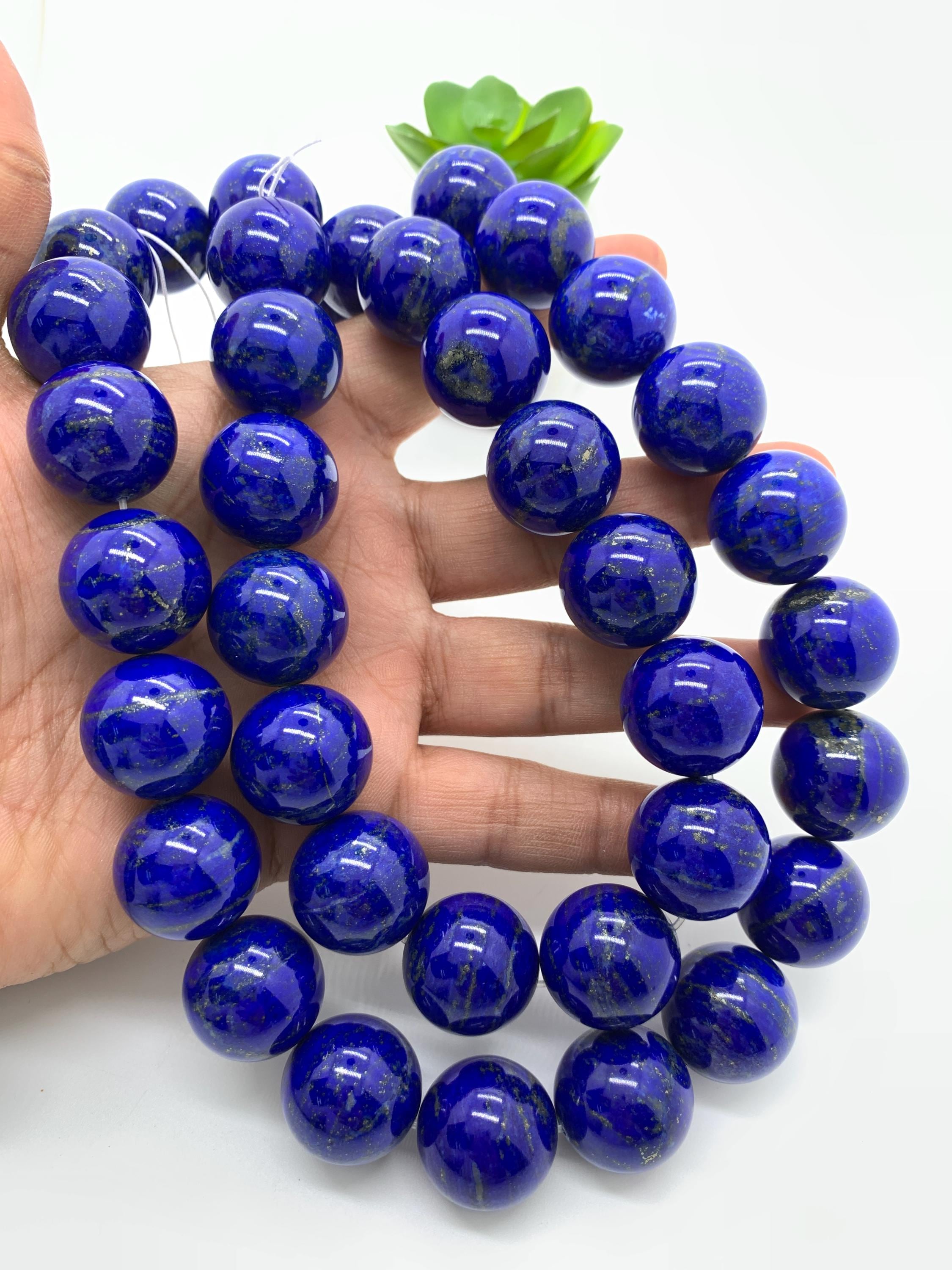 20 mm ラピスラズリラウンドビーズ • コード #L4 • 長さ 40 cm • AAAAA