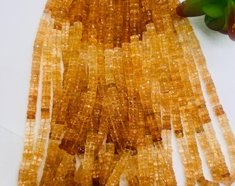 Citrine Faceted Heishi Beads 6/7mm mm Size- AAA Quality- Length 16 Inch - Natural Citrine Heishi Tyre Beads, origin Brazil