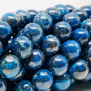 Chrysocolla Round Beads 8mm Size Code #04 • Length 40 cm • AAAA Quality • Dark Blue Color • Natural Chrysocolla Beads