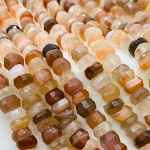 Moonstone faceted Roundel Beas • 8mm/10mm Size • AAA Quality • 100% Natural Moonstone beads