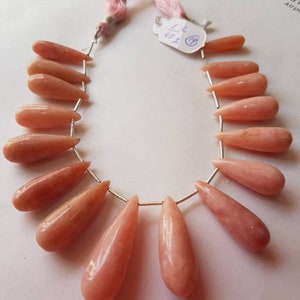 Pink Opal Long Drop Shape, Length 8 Inches , Drop shape Size 6X24- 11X35 MM ,Natural Opal , pink briolettes