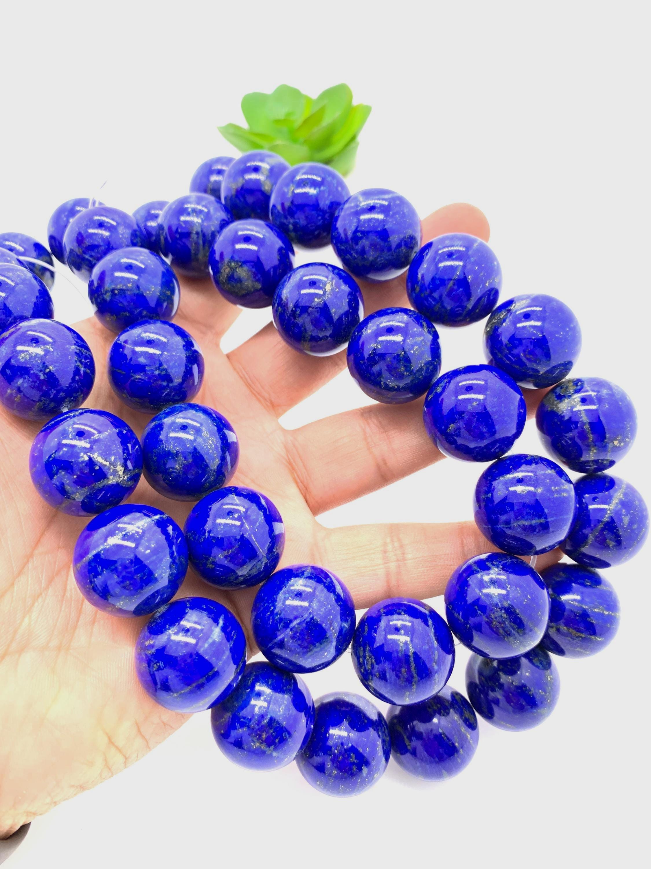 20 mm ラピスラズリラウンドビーズ • コード #L4 • 長さ 40 cm • AAAAA