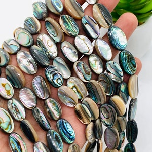 Abalone Shell Oval Beads • 8x16 mm Size • 40 cm length • AAA Quality • Natural Abalone Shell • Origin Australia