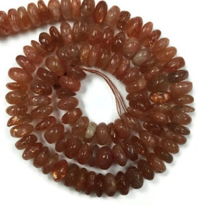 Sunstone Roundel Beads 7.5 to 8mm size, 14&quot;  Strand