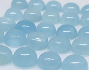 Aquamarine 6MM Cabochon Pack of 2 Pcs - Code #CH01 - AAA Quality cabs- Natural Aquamarine Cabs