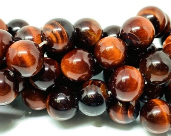 12mm Red Tiger Eye Round Beads- AAA Quality- Wholesale Tiger Eye Beads- Red Tiger Eye Beads -20 cm Length