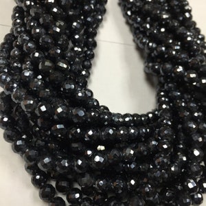 6mm Black Spinel Round Faceted, Black spinel Faceted Balls, length 13.5 inch
