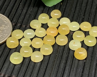 Gelber Saphir Cabochon 6 mm Größe - Packung mit 4 Stk - AAA Qualität Saphir Kabinen • natürliche gelbe Saphir • Saphir Cabochon