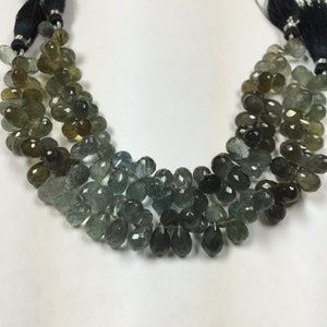 Moss Aquamarine Faceted Drops Briolettes 6x9mm- length 8 inches