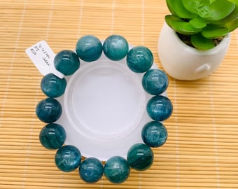 Kyanite Bicolor Bracelet - 16-16.5 mm Size - Code #D29 - AAAA Quality - Length 7.5 Inch- Natural Kyanite Round Bracelet