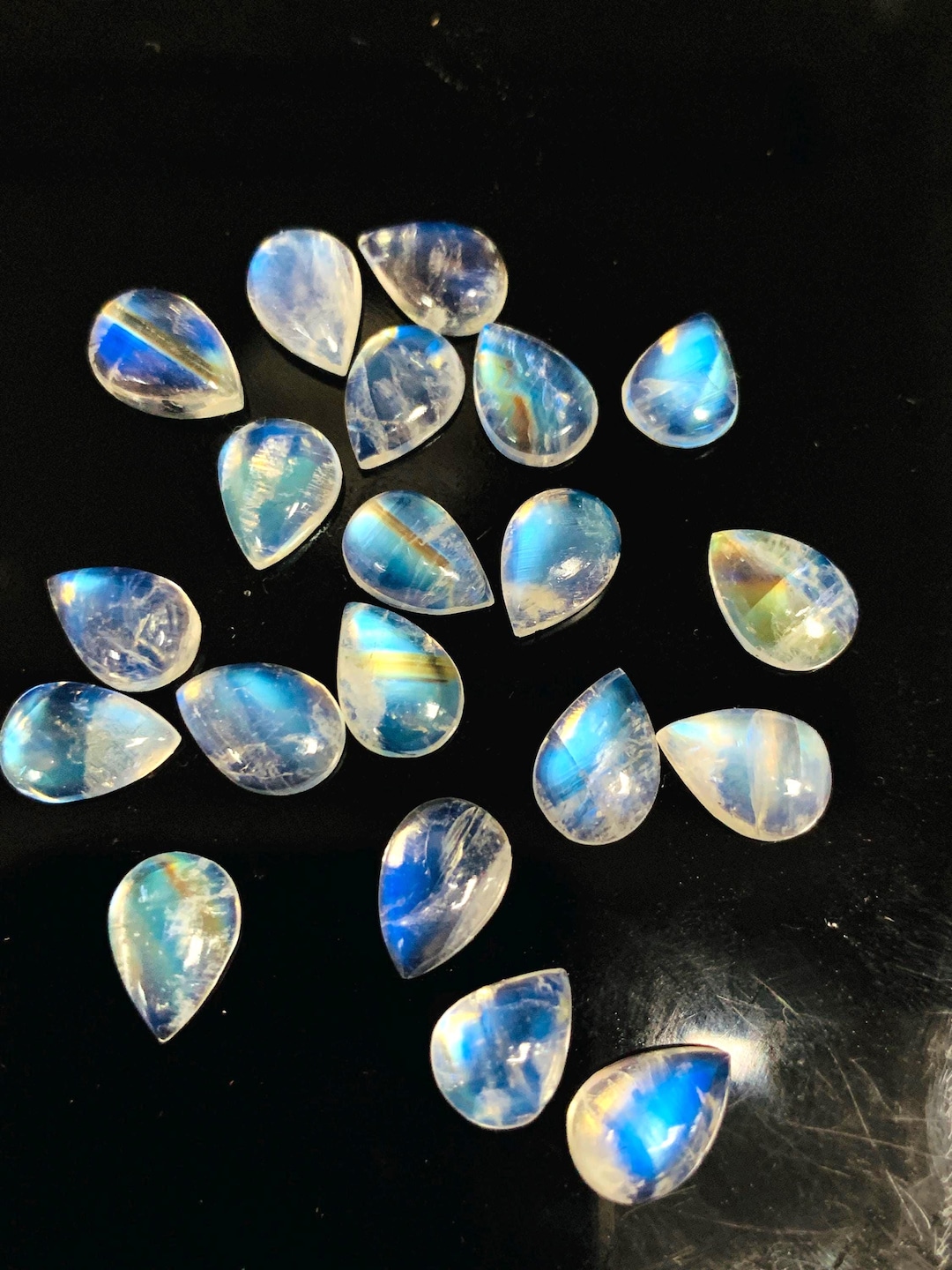 Rainbow Moonstone Pear Cabs 6X9 / 7X9-10/ 7-7.5X10 Mm - 5A Quality