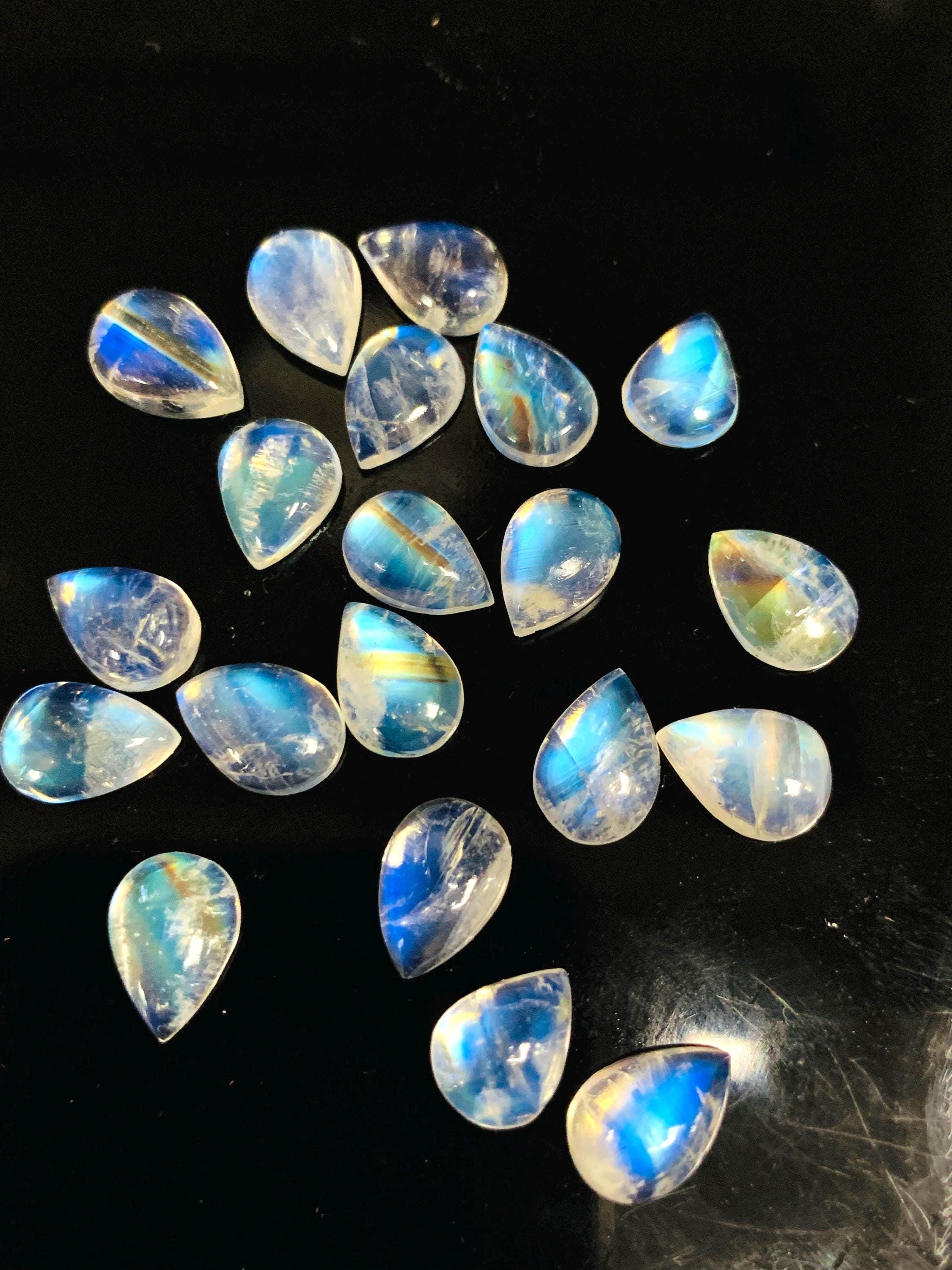 Rainbow Moonstone Pear Cabs 6X9 / 7X9-10/ 7-7.5X10 Mm - 5A Quality