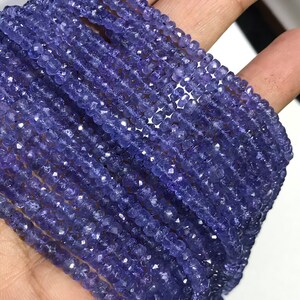 Tanzanite faceted 3-4 MM Roundel , Good Quality Natural tanzanite , Length 15&quot;. Tanzanite faceted roundel