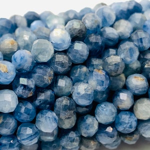 Kyanite Round Faceted Beads • 5 mm Size • AA Quality • 40 cm Length • Natural Kyanite Faceted Round • Blue Kyanite Beads