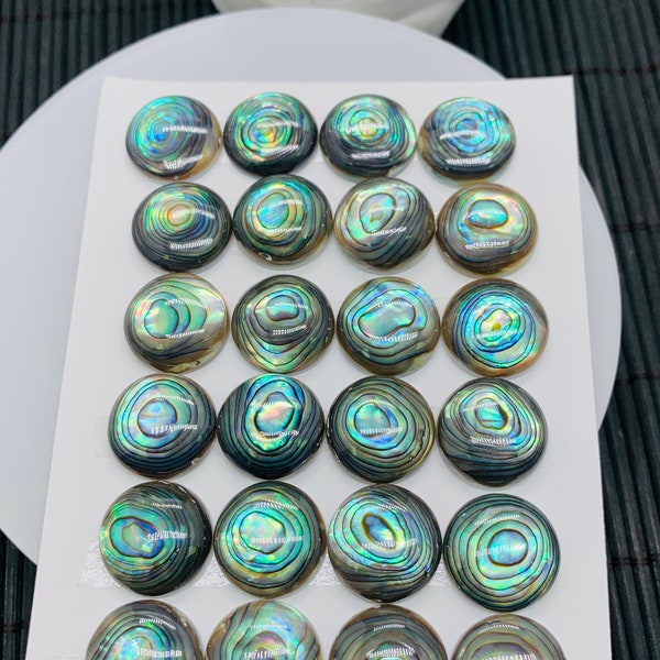 Abalone Shell Round Cabs- 15 mm Size- Pack of 2 Pcs- AAAA Quality-  Natural Abalone Cabochons