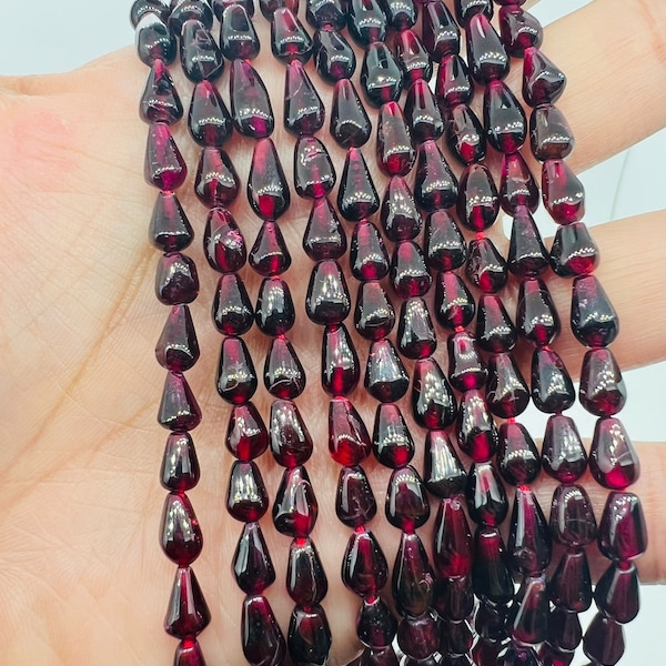 Garnet Drop shape beads, Size 4X6 MM, length 16 Inch strand, AAA Quality, Red Garnet, Origin India, red garnet beads, Garnet fancy shape