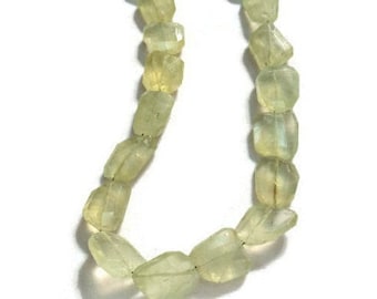 Prehnite Faceted Tumble Shape 13X21 MM , AAA Quality and deep color, Length 15"
