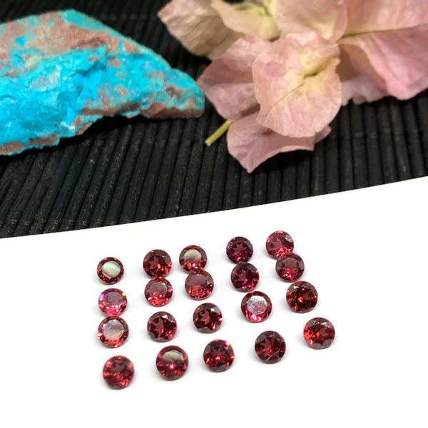 5MM Rhodolite Garnet Round Faceted - Code #G17 -Garnet Cut Stone -Natural Garnet Loose Stone - AAA Quality Stones- pack of 8 Pcs