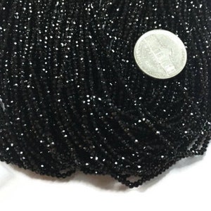 2.5MM Spinel (10 strands pack ) Black Spinel Micro Cut Stone Measures - 2.5mm
